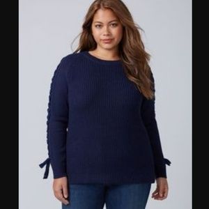 Size 22/24 Lane Bryant Sweater With Lace-Up Sleeve